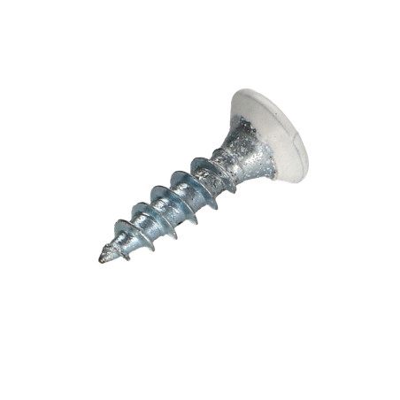Parafuso de madeira aglomerado cabeça fresada Pozi PZ6 3,5 x 15 rosca total Aço zinco branco lacado a branco