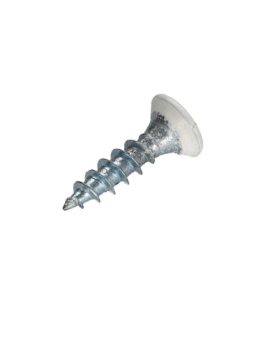 Parafuso de madeira aglomerado cabeça fresada Pozi PZ6 4X25 rosca total Aço zinco branco lacado a branco RAL9010