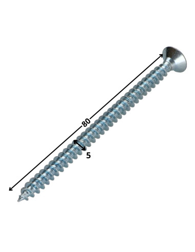 Parafuso de madeira aglomerado cabeça fresada Pozi 5X80 Aço zinco branco