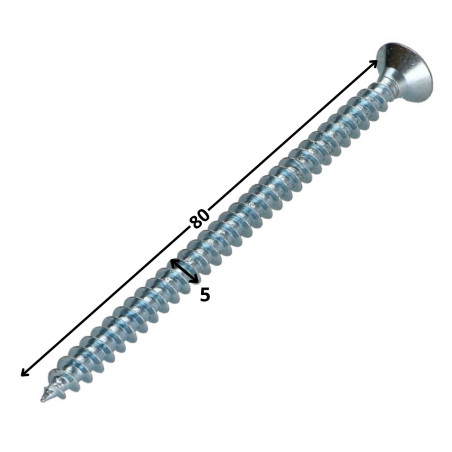 Parafuso de madeira aglomerado cabeça fresada Pozi 5X80 Aço zinco branco