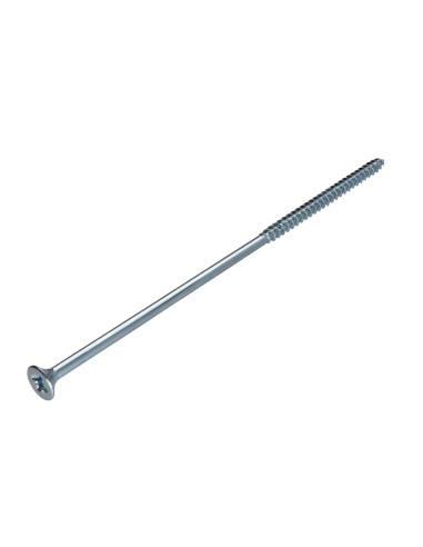 Parafuso de madeira aglomerado cabeça fresada Pozi PZ7 6X150 rosca parcial Aço zinco branco