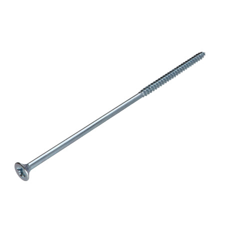 Parafuso de madeira aglomerado cabeça fresada Pozi PZ7 6X150 rosca parcial Aço zinco branco