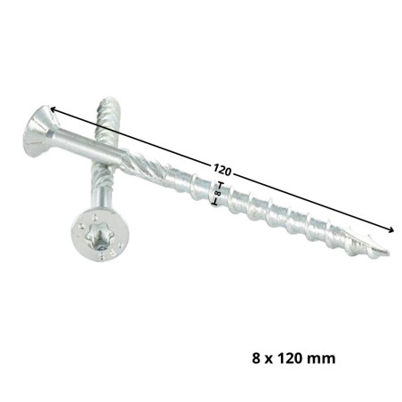 Parafuso de moldura TEKOR cabeça fresada dentado TORX T40 8X120 roscado sobre 70 cut ponto antifenda tipo 17 Aço