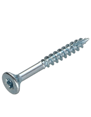Parafusos de madeira e aglomerado TEKOR cabeça fresada dentado 4X45 roscado sobre 27 TORX T20 Aço zinco branco cut