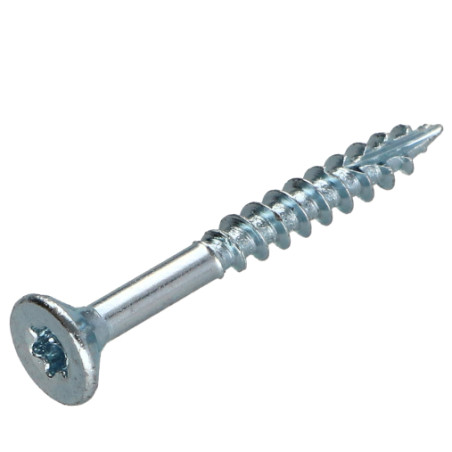 Parafusos de madeira e aglomerado TEKOR cabeça fresada dentado 4X45 roscado sobre 27 TORX T20 Aço zinco branco cut