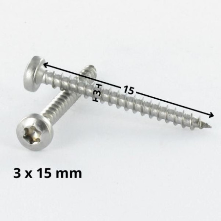 Parafuso de madeira aglomerado cabeça redonda 3X15 TORX T10 Aço zinco branco microparafusos
