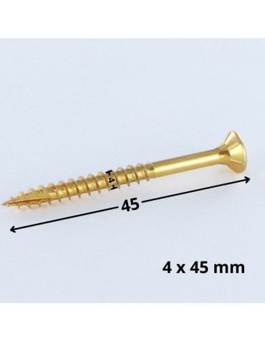 Parafusos de madeira e aglomerado TEKOR cabeça fresada dentado 4X45 roscado sobre 27 TORX T20 ZBCR3+ cut ponto