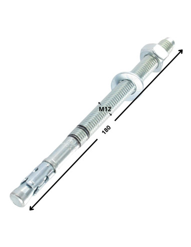 Bucha metálica Fixações R-XPTIIIZP M12X180 Aço zinco branco RAWLPLUG