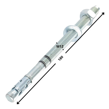 Bucha metálica Fixações R-XPTIIIZP M12X180 Aço zinco branco RAWLPLUG