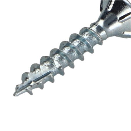 Parafusos de madeira e aglomerado TEKOR cabeça fresada dentado 5X25 TORX T20 Aço zinco branco rosca total cut ponto
