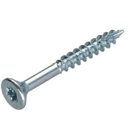Parafusos de madeira e aglomerado TEKOR cabeça fresada dentado 4X50 roscado sobre 30 TORX T20 Aço zinco branco cut