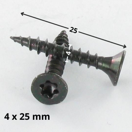 Parafuso de madeira aglomerado cabeça fresada TORX T20 4X25 Aço zinco preto