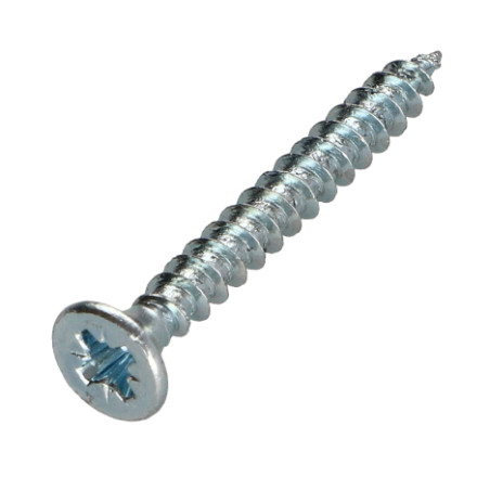 Parafuso de madeira aglomerado cabeça fresada Pozi PZ6 4X40 rosca total Aço zinco branco