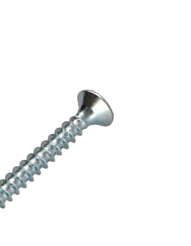 Parafuso de madeira aglomerado cabeça fresada Pozi PZ6 3,5 x 40 rosca total Aço zinco branco