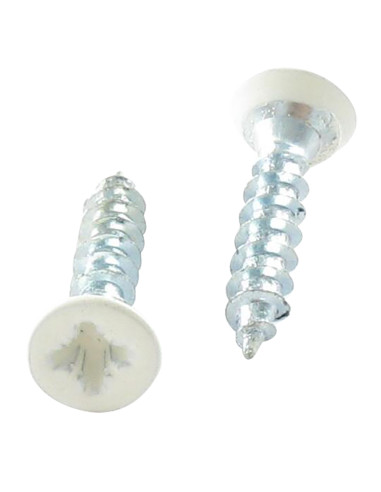 Parafuso de madeira aglomerado cabeça fresada Pozi PZ6 5X60 rosca total Aço zinco branco RAL9010 branco puro