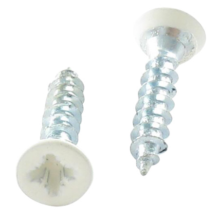 Parafuso de madeira aglomerado cabeça fresada Pozi PZ6 5X60 rosca total Aço zinco branco RAL9010 branco puro