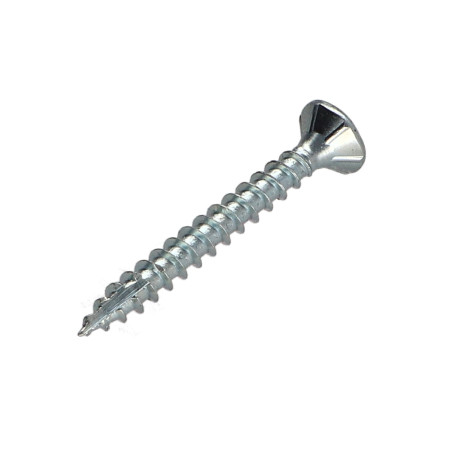 Parafusos de madeira e aglomerado TEKOR cabeça fresada dentado 3,5 x 30 TORX T15 Aço zinco branco rosca total cut