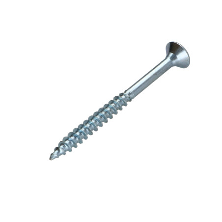 Parafuso de madeira aglomerado cabeça fresada Pozi PZ6 3,5 x 60 rosca parcial Aço zinco branco