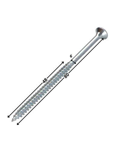 Parafusos de madeira e aglomerado TEKOR cabeça fresada dentado 6X80 roscado sobre 48 TORX T30 Aço zinco branco cut