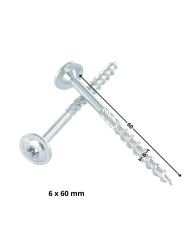 Parafusos de madeira e aglomerado TEKOR cabeça disco TORX T30 cut ponto antifenda tipo 17 6X60 rosca parcial Aço