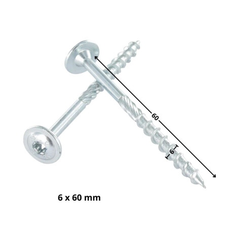 Parafusos de madeira e aglomerado TEKOR cabeça disco TORX T30 cut ponto antifenda tipo 17 6X60 rosca parcial Aço