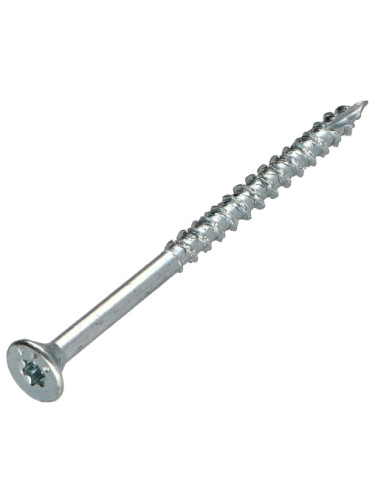 Parafuso de madeira aglomerado cabeça fresada TORX T25 4,5X60 roscado sobre 36 Aço zinco branco