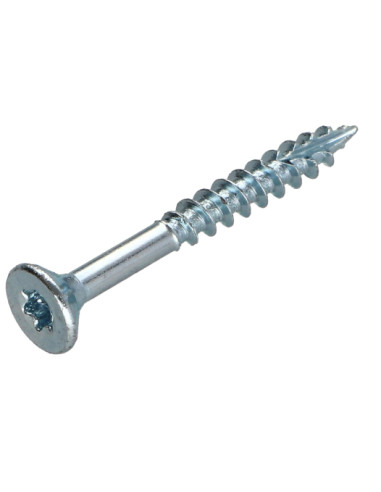 Parafusos de madeira e aglomerado TEKOR cabeça fresada dentado 5X45 roscado sobre 27 TORX T25 Aço zinco branco cut