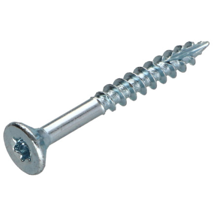 Parafusos de madeira e aglomerado TEKOR cabeça fresada dentado 5X45 roscado sobre 27 TORX T25 Aço zinco branco cut