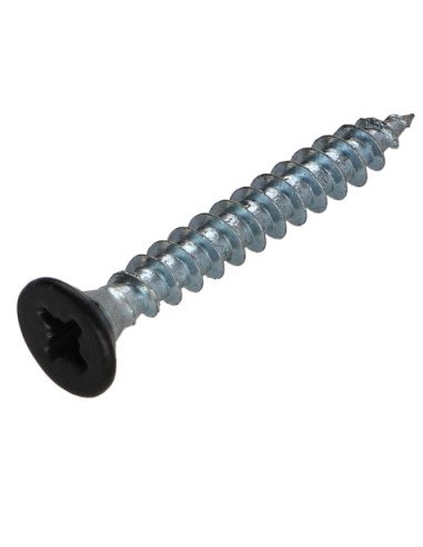 Parafuso de madeira aglomerado cabeça fresada Pozi PZ6 4,5X35 rosca total Aço zinco branco RAL9004 preto segurança