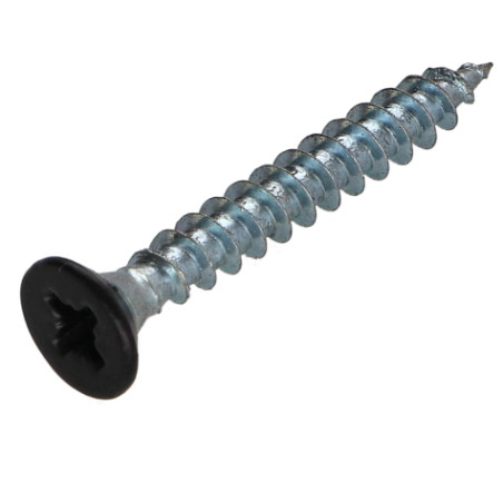 Parafuso de madeira aglomerado cabeça fresada Pozi PZ6 4,5X35 rosca total Aço zinco branco RAL9004 preto segurança