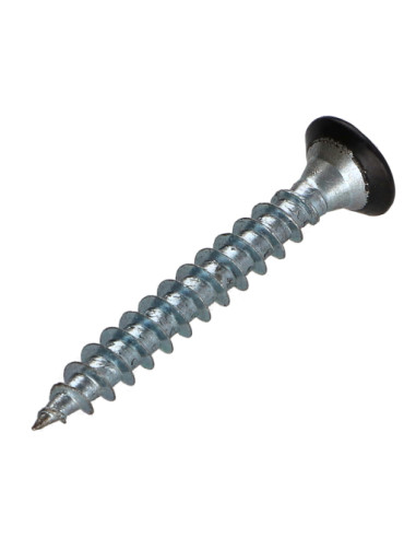 Parafuso de madeira aglomerado cabeça fresada Pozi PZ6 4,5X35 rosca total Aço zinco branco RAL9004 preto segurança