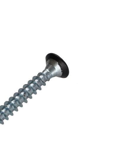 Parafuso de madeira aglomerado cabeça fresada Pozi PZ6 4,5X35 rosca total Aço zinco branco RAL9004 preto segurança
