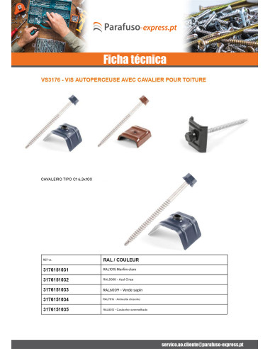 Autoperfurante com cavaleiro para telhados 2 peças Tipo E1 RAL6009 verde sapo 6,3X100