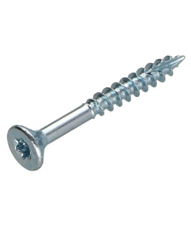 Parafusos de madeira e aglomerado TEKOR cabeça fresada dentado 4X35 roscado sobre 21 TORX T20 Aço zinco branco cut