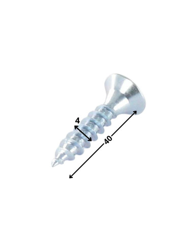 Parafuso de madeira aglomerado cabeça fresada TORX T20 4X40 Aço zinco branco GLEITMO