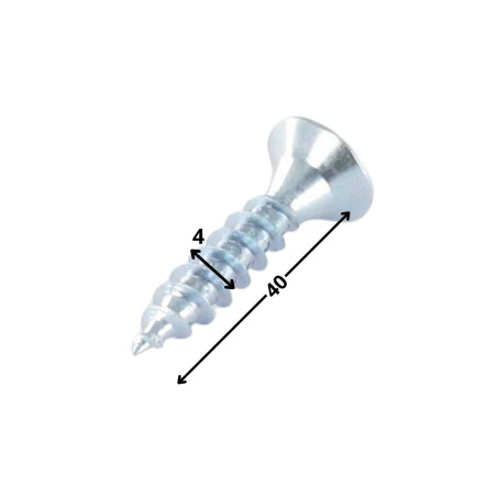 Parafuso de madeira aglomerado cabeça fresada TORX T20 4X40 Aço zinco branco GLEITMO