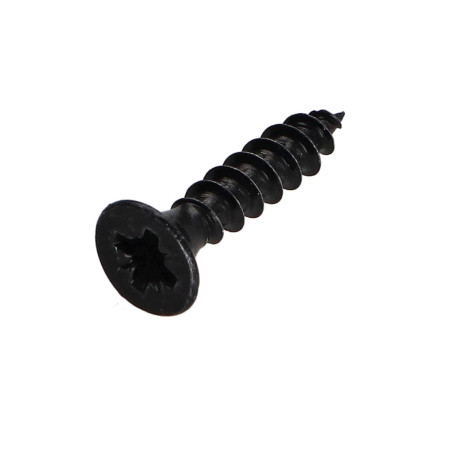 Parafuso de madeira aglomerado cabeça fresada Pozi PZ6 5X20 rosca total Aço zinco preto