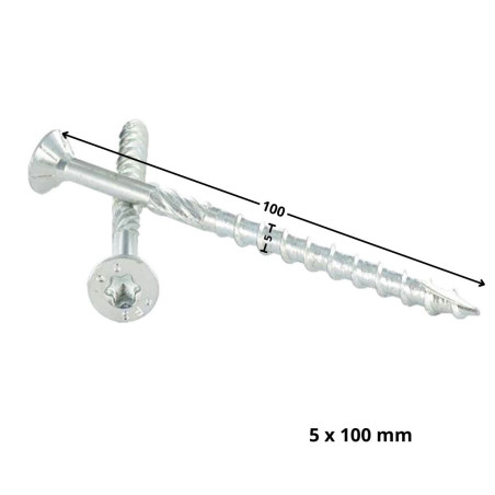 Parafuso de moldura TEKOR cabeça fresada dentado TORX T25 5X100 roscado sobre 60 cut ponto antifenda tipo 17 Aço