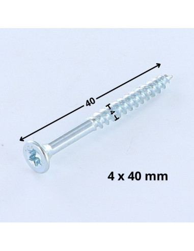 Parafuso de madeira aglomerado cabeça fresada TORX T20 4X40 Aço zinco branco