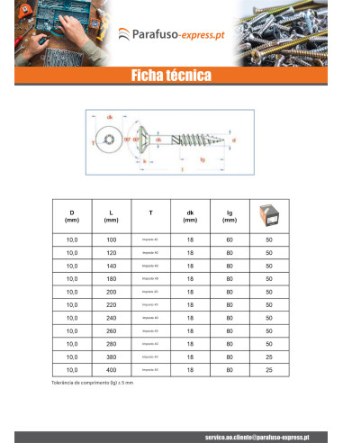 Parafuso de moldura TEKOR cabeça fresada dentado TORX T30 6X70 roscado sobre 40 cut ponto antifenda tipo 17 Aço