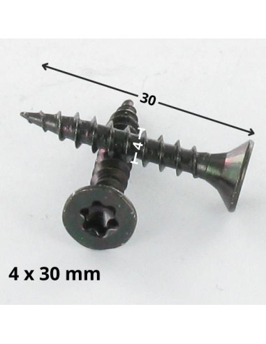 Parafuso de madeira aglomerado cabeça fresada TORX T20 4X30 Aço zinco preto