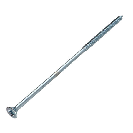 Parafuso de madeira aglomerado cabeça fresada Pozi PZ7 6X160 rosca parcial Aço zinco branco
