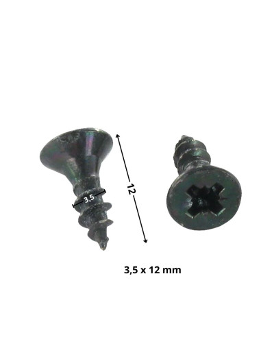 Parafuso de madeira aglomerado cabeça fresada Pozi PZ6 3,5 x 12 rosca total Aço zinco preto