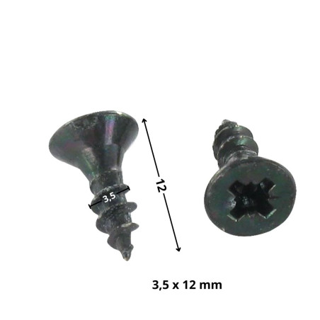 Parafuso de madeira aglomerado cabeça fresada Pozi PZ6 3,5 x 12 rosca total Aço zinco preto