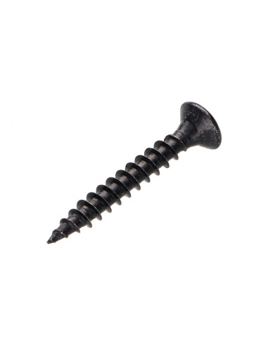 Parafuso de madeira aglomerado cabeça fresada Pozi PZ5 3X25 rosca total Aço zinco preto microparafusos