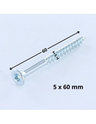 Parafuso de madeira aglomerado cabeça fresada TORX T25 5X60 Aço zinco branco