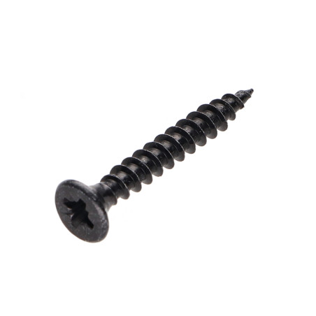 Parafuso de madeira aglomerado cabeça fresada Pozi PZ6 4X30 rosca total Aço zinco preto