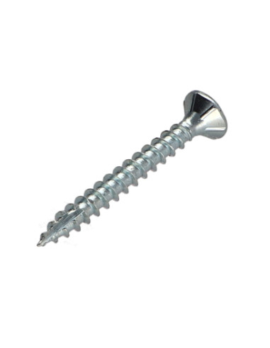 Parafusos de madeira e aglomerado TEKOR cabeça fresada dentado 5X30 TORX T25 Aço zinco branco rosca total cut ponto