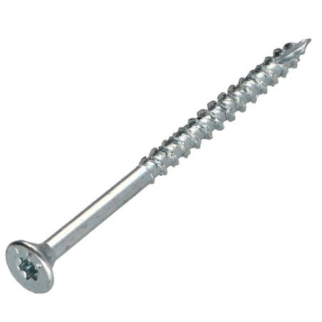 Parafusos de madeira e aglomerado TEKOR cabeça fresada dentado 4,5X70 roscado sobre 42 TORX T20 Aço zinco branco cut