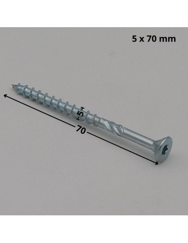 Parafuso de moldura TEKOR cabeça fresada dentado TORX T25 5X70 roscado sobre 37 cut ponto antifenda tipo 17 Aço